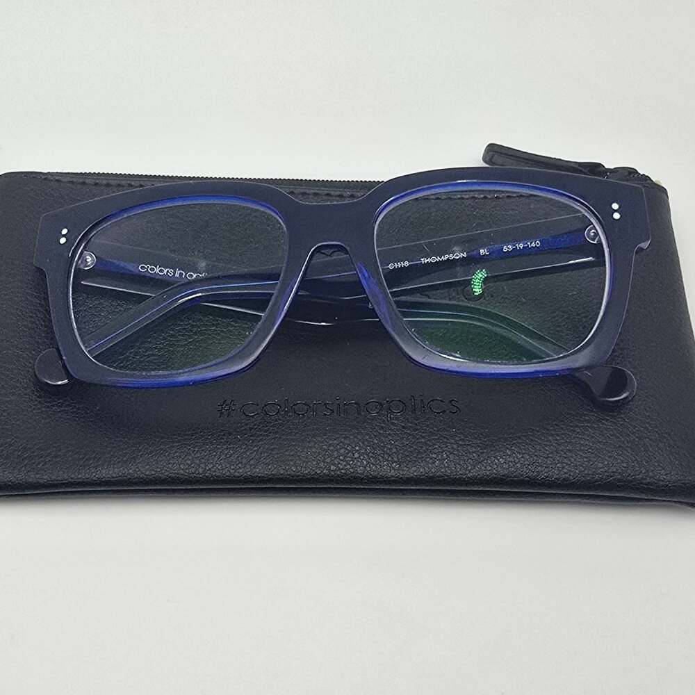 Colors in Optics Sanford Hutton Thompson Cobalt Blue Eyeglasses Frame w/ Case
